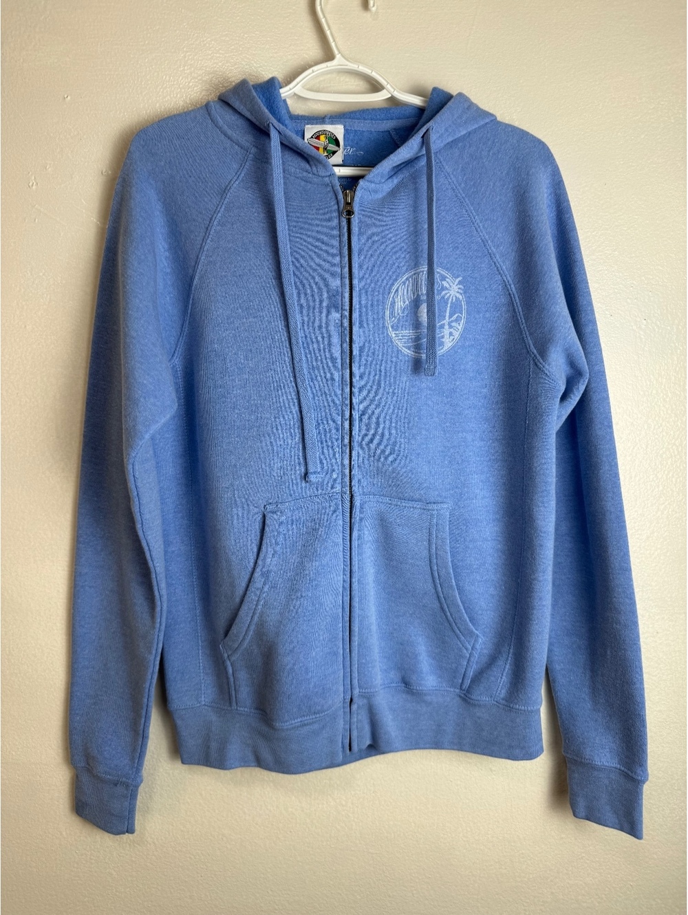 Moondoggies Beach Club Blue Full Zip Hoodie Size S Surf Shop Graphic California